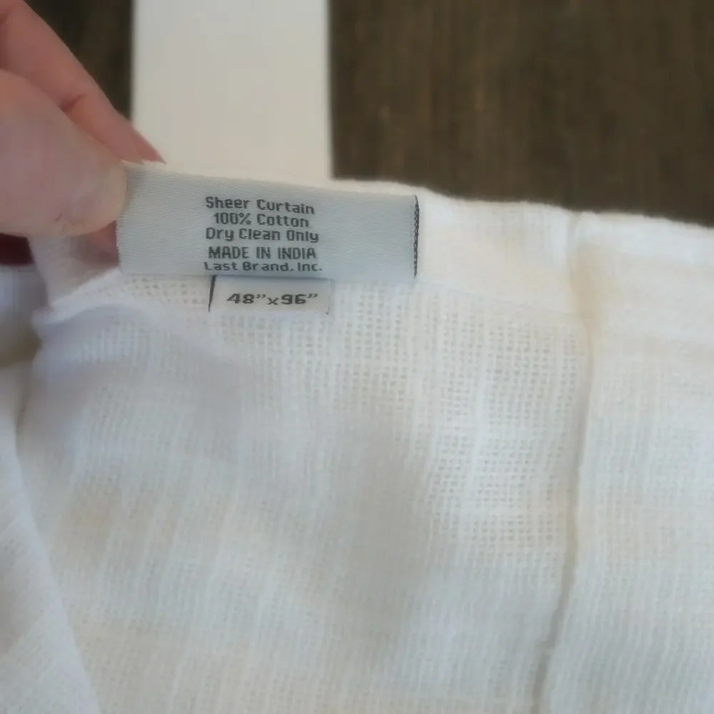 Quince WHITE Cotton Sheer Curtains Set of 2 Panels WHITE 48